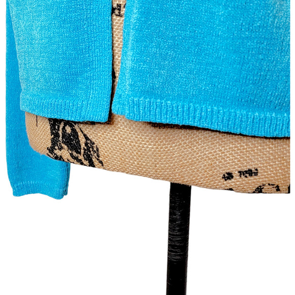 JOSEPHINE CHAUS Women's Vibrant Crochet Button Front Cardigan Size Medium Blue - Picture 5 of 11